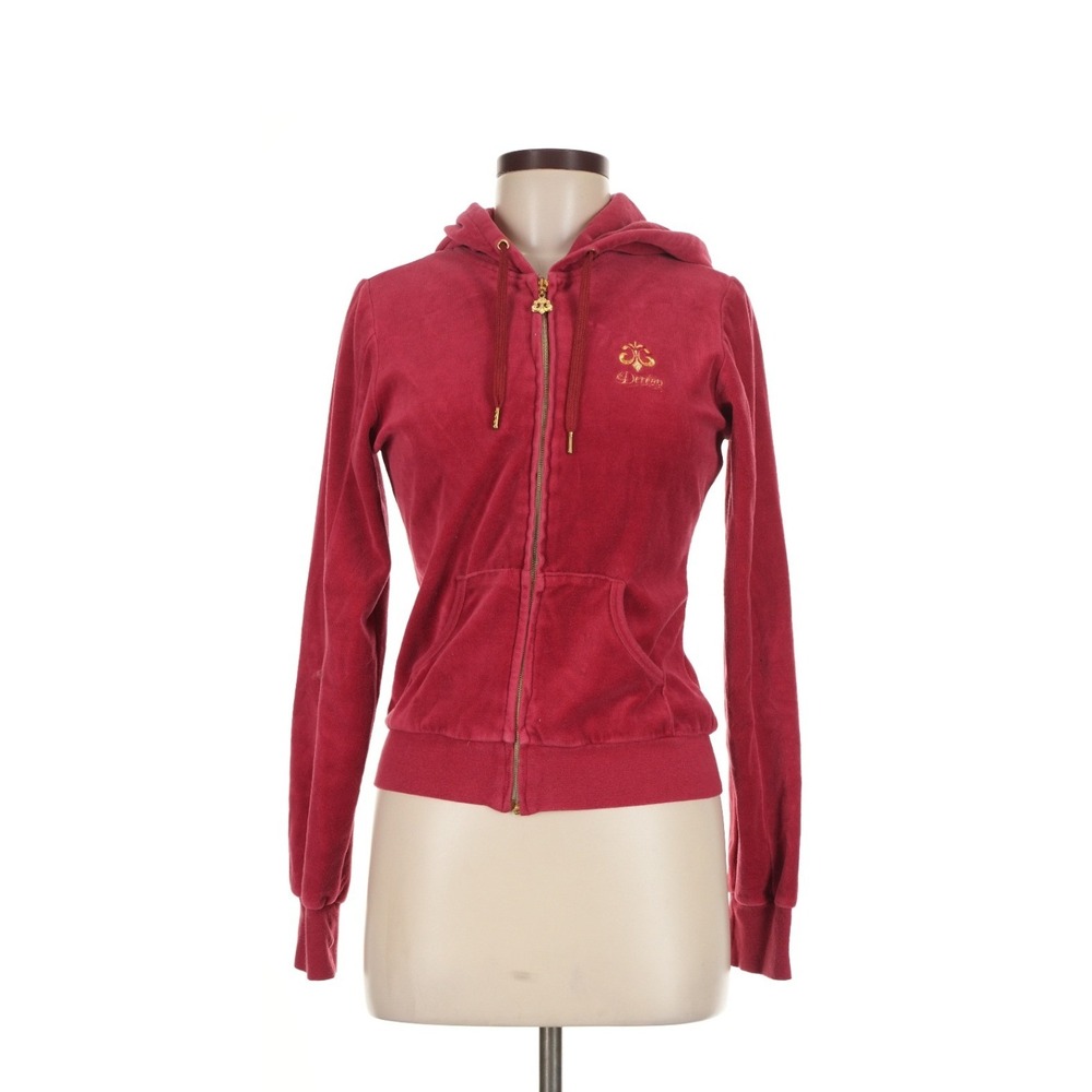 Dereon Velour red and gold Zip-Up Hoodie Size L